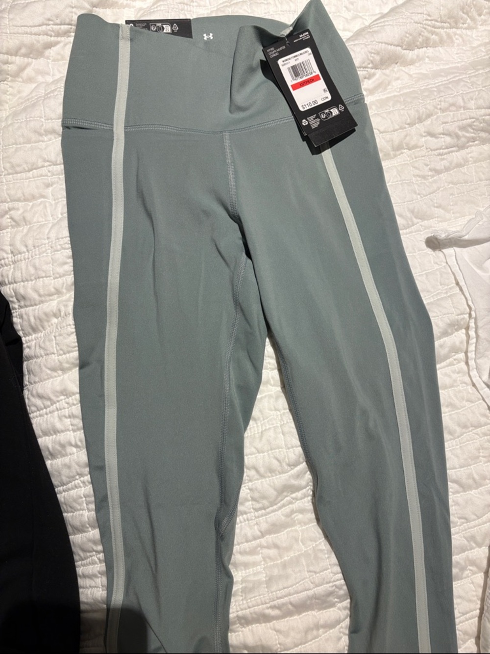 Under Armour Sage Green Ankle Crop Leggings with Stripe